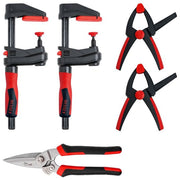 BESSEY SET1-A Set di Morsetti e Cesoie per Fai da Te 2 Morsetti GK15 2 Morsetti a Molla XV5-100 1 Paio di Cesoie D52-2 colore Nero