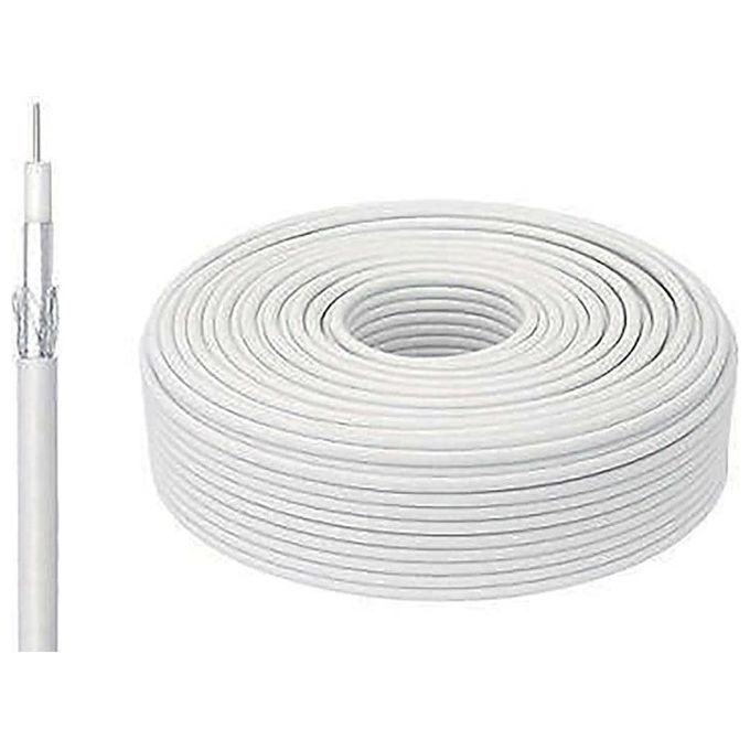 NuovaVideosuono SF19-20 Cavo Coassiale SAT 100 m Impedenza 75 Ω Doppia Schermatura PVC Resistente colore Bianco