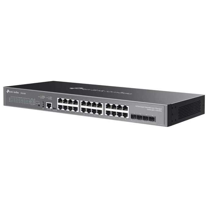 TP-Link Omada SG5428X switch gestito L3 stackable, 24 porte Gigabit RJ45, 4 slot SFP+ 10G, 128 Gbit-s, rack 1U