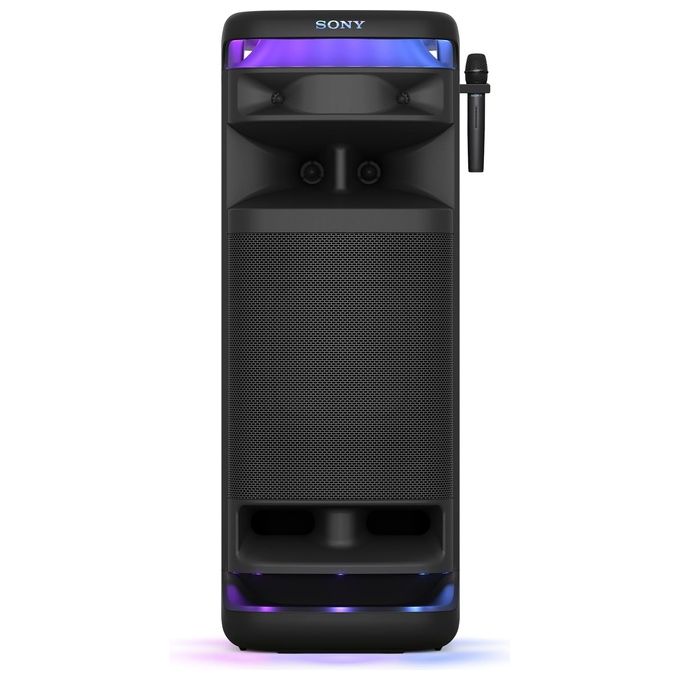 Sony SRSULT1000 ULT TOWER 10 Altoparlante Bluetooth per feste con ULT POWER SOUND bassi profondi e potenti altoparlanti X-Balanced illuminazione LED 360 gradi microfono wireless portatile con maniglia e ruote colore Nero