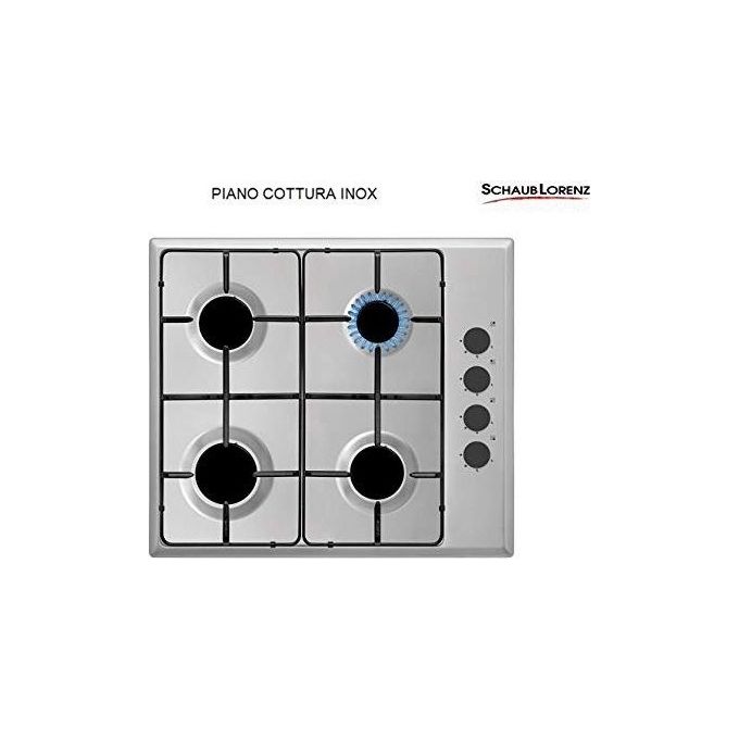 Schaub Lorenz SSPC604XL Piano cottura a gas 60 cm 4 fuochi griglie smaltate accensione elettronica valvola sicurezza colore Inox