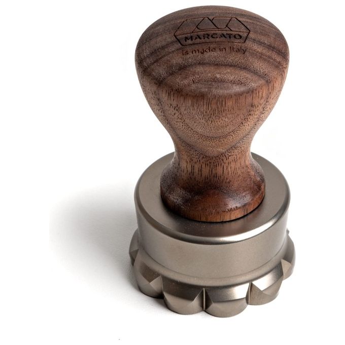 MARCATO 50626 Stampo per Ravioli Fiore 50 mm in Ottone e Legno di Noce Canaletto colore Champagne