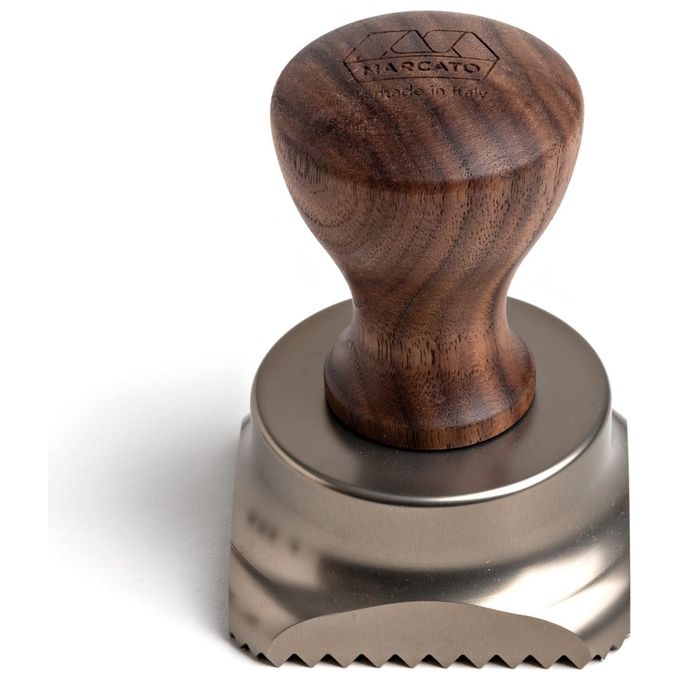 MARCATO 50628 Stampino per Ravioli Quadrato 60 mm in Alluminio Anodizzato e Legno di Noce Colore Champagne