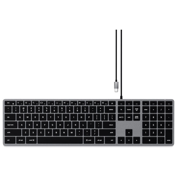 Satechi ST-UCSW3M-DE Slim W3 Tastiera Cablata USB Tipo-C QWERTZ Tedesco con Retroilluminazione e Tastierino Numerico colore Antracite