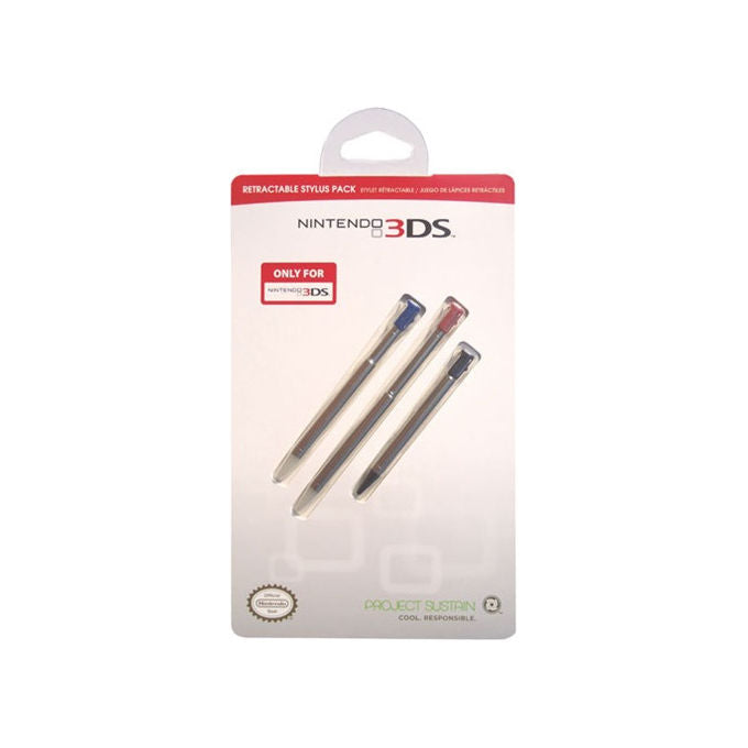 Shardan 5053145000010 Stylus Retrattili Ufficiali 3ds Penna per PDA con 3 Punte di Ricambio Design Retrattile per Mani di Tutte le Dimensioni colore Nero