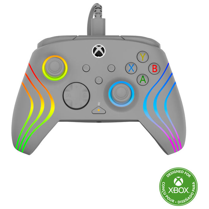 Turtle Beach 0840454400199 Afterglow Wave Controller Cablato per Xbox e PC con Illuminazione RGB Personalizzabile Pulsanti Posteriori Programmabili e Vibrazione Haptica colore Grigio
