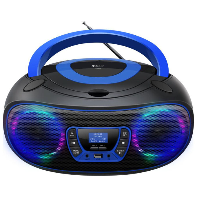 Denver TDB-212BU Boombox con CD Bluetooth DAB+ FM USB AUX 2 x 18W max 2 x 1,8 W RMS colore Blu