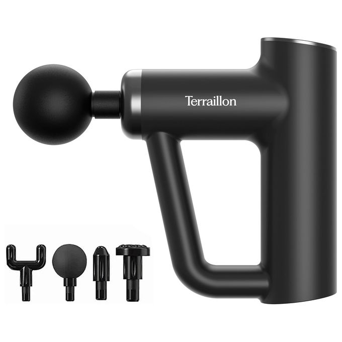 Terraillon, Massaggiatore Fitness Nero, 4 Testine, 6 Velocita', Ricarica USB