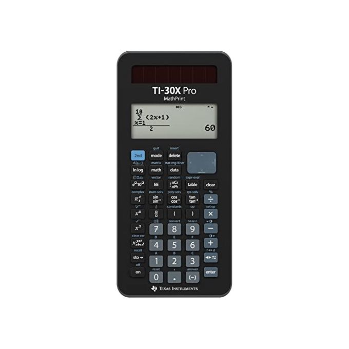 Texas Instruments TI-30X PRO MATHPRINT Calcolatrice scientifica Display ad alta risoluzione a 4 righe Alimentazione solare e a batteria colore Nero