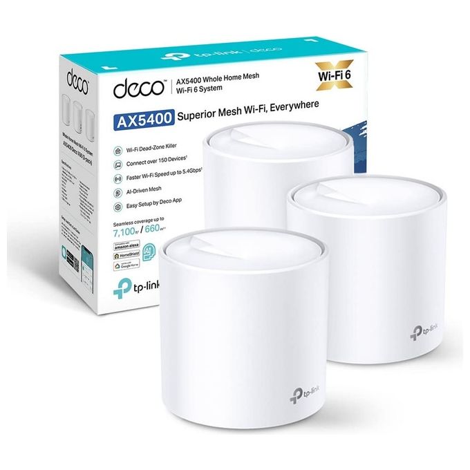 TP-Link DECO X60(3-PACK) V3.20 Sistema Mesh Wi-Fi 6 Dual-band 3 Unita' Velocita' fino a 2402 Mbps su 5 GHz 574 Mbps su 2.4 GHz colore Bianco