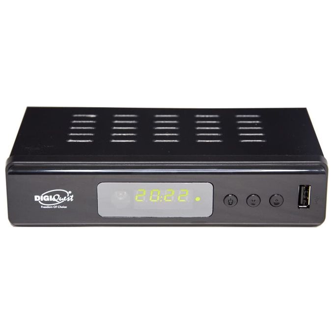 Digiquest RICD1201_SE Twin Tuner Small Edition Decoder Digitale Terrestre DVB-T2 Full HD PVR Doppio Sintonizzatore Ethernet colore Nero