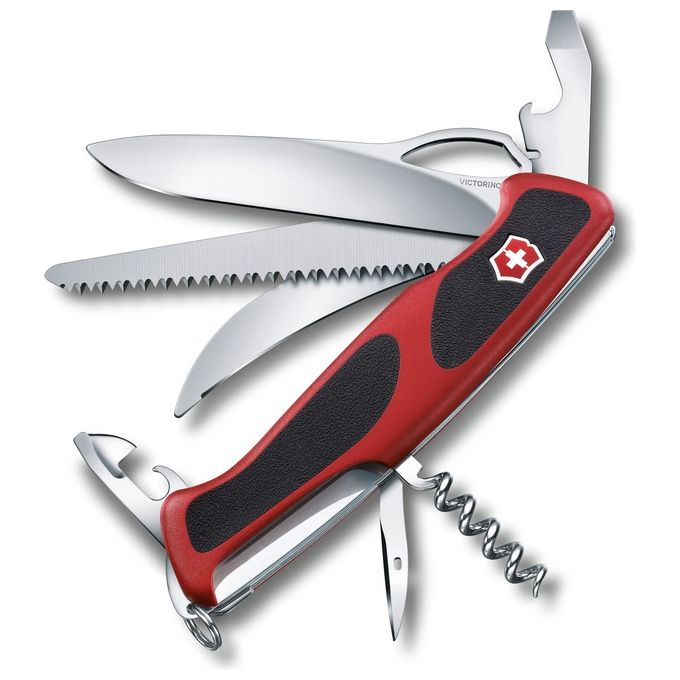 Victorinox 0.9583.MC Ranger 57 M Grip Coltello Multiuso 13 Funzioni Lama Bloccabile Apribile con Una Mano colore Rosso e Nero