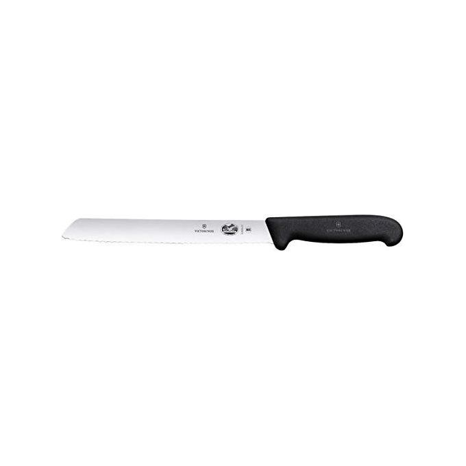 Victorinox 5.2533.21 Fibrox Coltello da Pane Lama Ondulata 21 cm in Acciaio Inox Manico Ergonomico Antiscivolo colore Nero