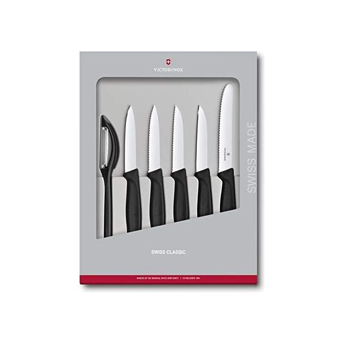 Victorinox 6.7113.61G Swiss Classic Set Coltelli da Cucina 6 Pezzi con Lama in Acciaio Inox Impugnatura Ergonomica Adatto Lavastoviglie colore Nero