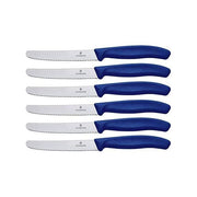 Victorinox 6.7832.6 Swiss Classic Coltello da Tavola Set da 6 Pezzi Lama Dentellata 11 cm in Acciaio Inossidabile Manico in Plastica Blu colore Blu