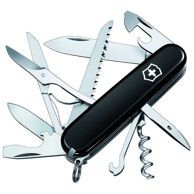 Victorinox 1.3713.3B1 Huntsman Coltellino Svizzero 15 Funzioni con Forbici e Seghetto per Legno colore Nero