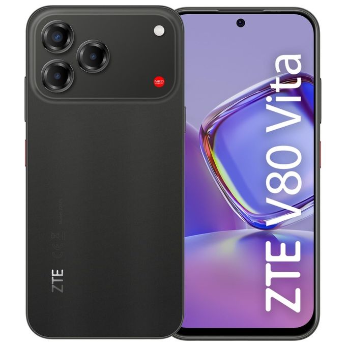ZTE Blade V80 Vita smartphone 4G, 4GB RAM 256GB, display 6,75'' 120Hz, tripla fotocamera 50MP, batteria 5000mAh, Android 16, nero