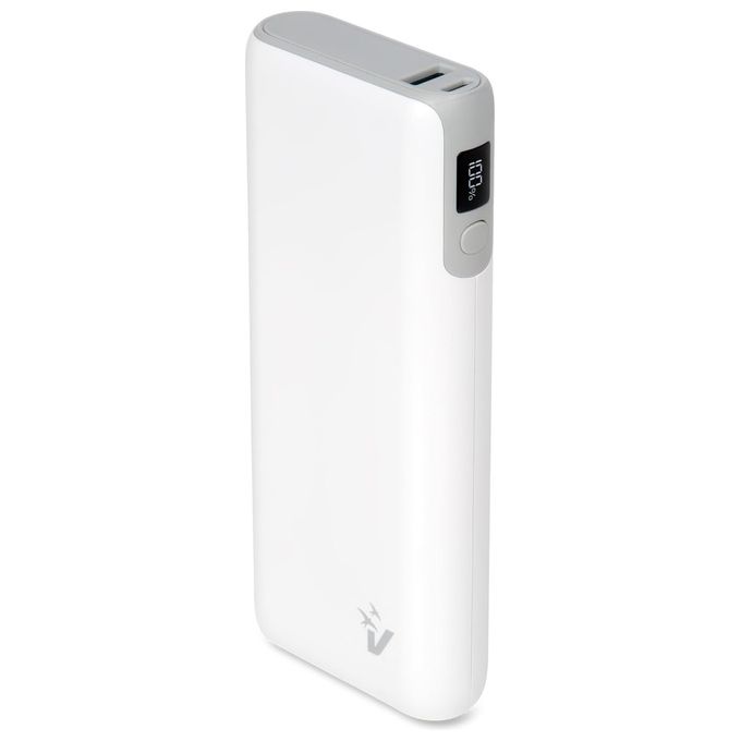 Vultech VPB-DL20WH Power Bank 20000 mAh con Display LED USB Quick Charge 3.0 Type-C PD 65W colore Bianco