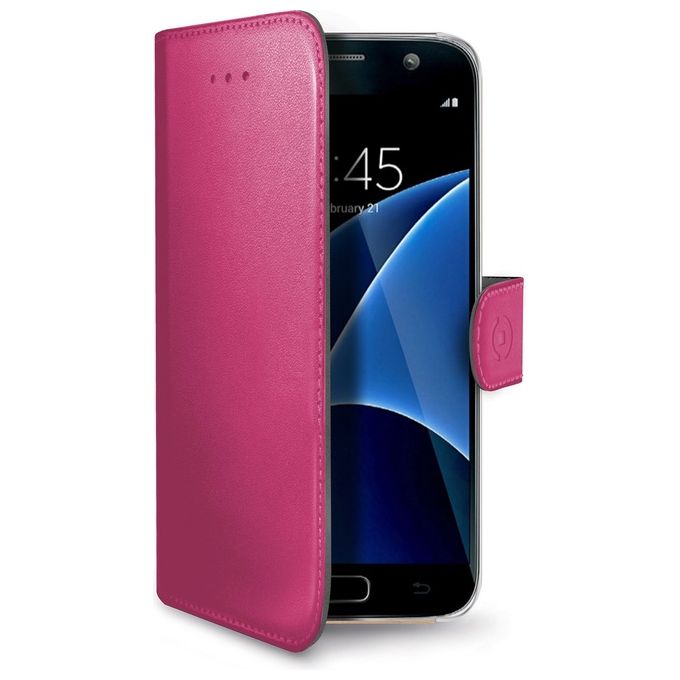 Celly WALLY591FX Wally Custodia Wallet Samsung Galaxy S7 Edge Similpelle porta carte colore Fucsia