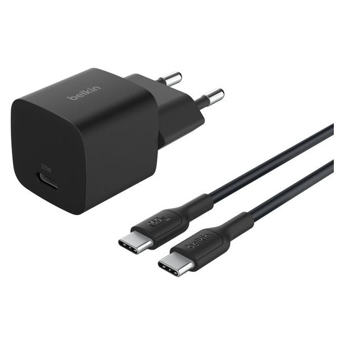 Belkin WCA012KQ1MBK-B6 BoostCharge Caricatore da Muro USB-C 25 W con Cavo C-C 1 m colore Nero