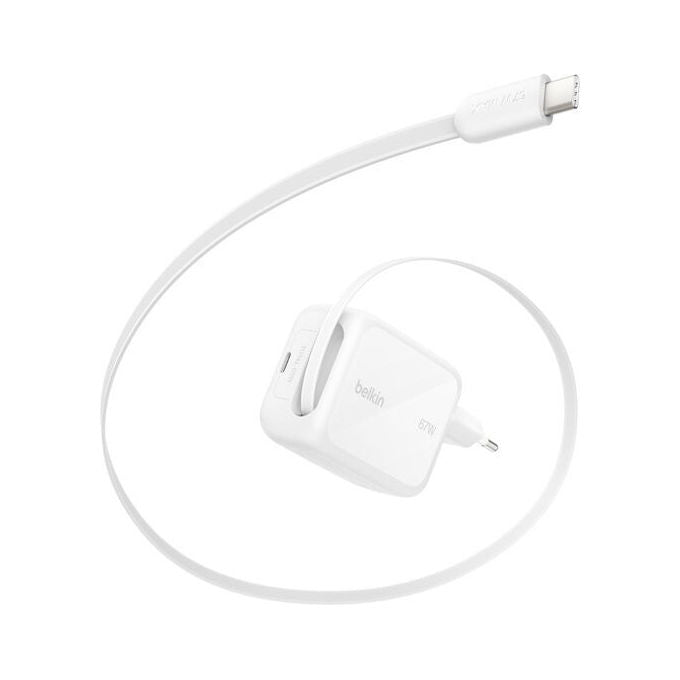 Belkin WCH022KQWH UltraCharge Adattatore settore con cavo retrattile 67 W Fast Charge 2 USB-C colore Bianco