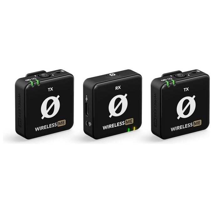 RØDE WIMEDUAL Wireless ME Dual Sistema Microfonico Wireless con Tecnologia GainAssist e Microfoni Integrati 2 Canali Portata 100 m colore Nero