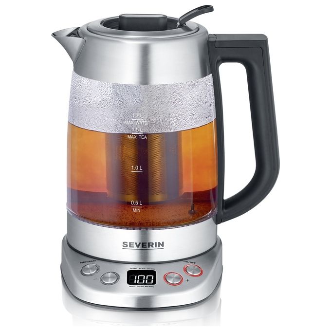 Severin WK3480 Bollitore Elettrico Senza Fili 1 7 L 3000 W con Funzione Easy Tea Select e Mantieni Caldo colore Bianco