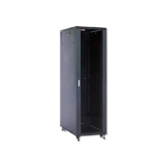 WP Rack WPN-RNA-27808-B Serie RNA Armadio Rack 27U 19 Pollici in Acciaio 2 mm Porta in Vetro Temprato IP20 con Ruote e Piedi di Livellamento colore Nero