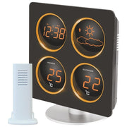 Technoline WS 6830 AMBER Stazione meteorologica wireless con termometro interno ed esterno orologio radiocontrollato DCF77 doppio allarme snooze previsione meteo colore Ambra
