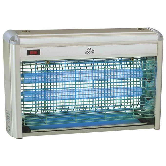 DCG ZA4010 Zanzariera Elettrica 40W con 2 Tubi Fluorescenti Griglia Protettiva in Metallo Vaschetta Raccolta Insetti colore Grigio
