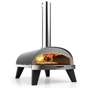 ZiiPa ZIIPA22-001 Piana Forno per Pizza a Pellet Diametro 30 cm con Pietra Refrattaria Rotante e Termometro Integrato (73x40x72.5 cm) colore Antracite