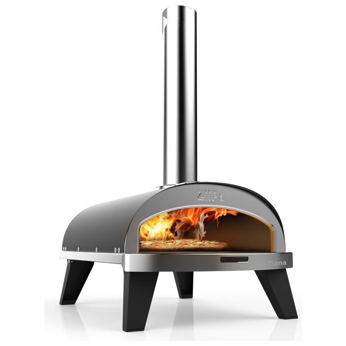 ZiiPa ZIIPA22-001 Piana Forno per Pizza a Pellet Diametro 30 cm con Pietra Refrattaria Rotante e Termometro Integrato (73x40x72.5 cm) colore Antracite