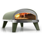 ZiiPa ZiiPa22-043 Forno a gas per pizza Piana Pietra refrattaria rotante Termometro integrato Piedini pieghevoli (67x40x28 cm) colore Verde Eucalipto
