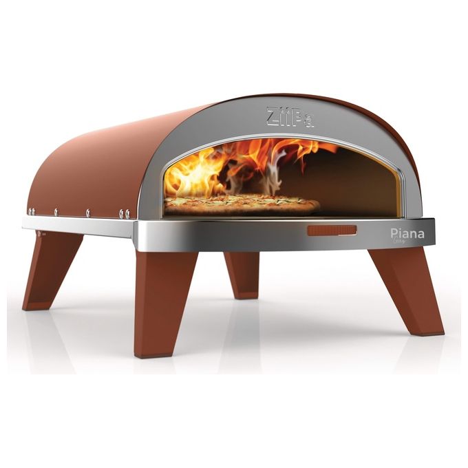 ZiiPa ZIIAPA22-043 Forno a gas per pizza con pietra rotante in cordierite Ø 31,5 cm termometro integrato gambe pieghevoli colore Terracotta