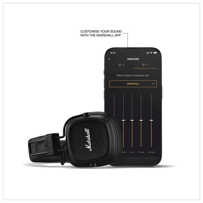 Marshall 1006832 Major V Cuffie On-Ear Bluetooth 5.3 con Microfono 100 ore Ricarica Wireless colore Nero