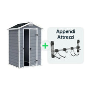 Keter KIT_ Casetta Manor 4x3 Grigia 129X103X196H con Appendi Attrezzi