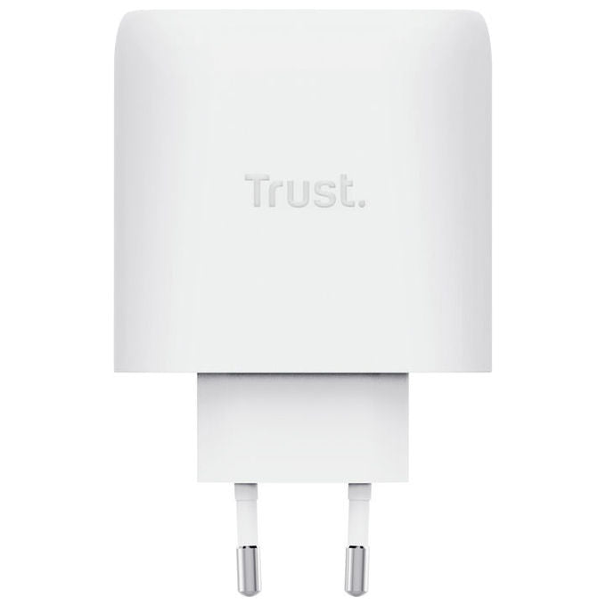 Trust Maxo caricatore universale 65W GaN, 3 porte USB-C, 1 porta USB-A, ricarica rapida, cavo 2m, Bianco