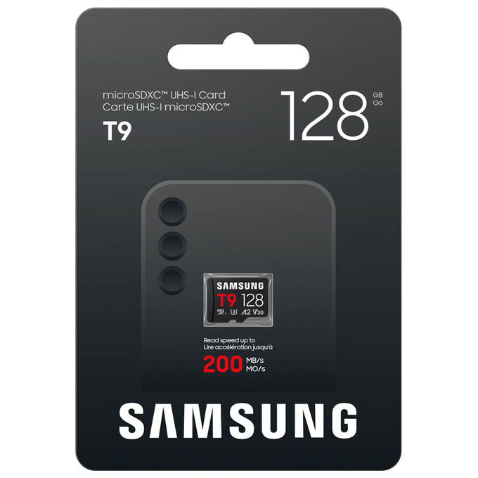 Samsung MB-MH128T T9 Scheda di Memoria microSDXC 128GB UHS-I U3 V30 A2 200MB-s lettura 130MB-s scrittura colore Nero