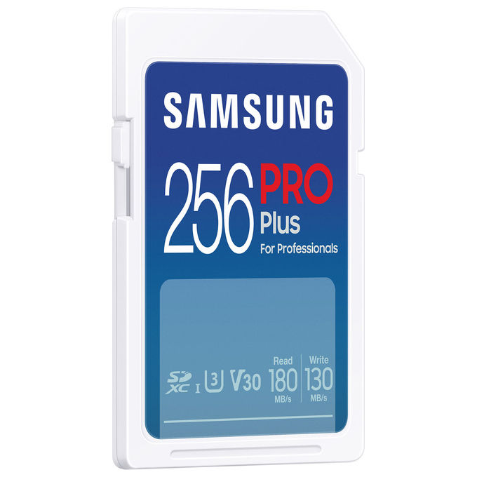 Samsung MB-SD256S-EU PRO Plus Scheda di Memoria SD SDXC 256 GB UHS-I U3 V30 Lettura 180 MB-s Scrittura 130 MB-s Video 4K colore Blu