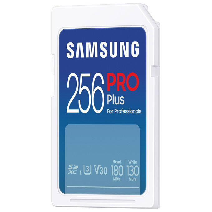 Samsung MB-SD256S-EU PRO Plus Scheda di Memoria SD SDXC 256 GB UHS-I U3 V30 Lettura 180 MB-s Scrittura 130 MB-s Video 4K colore Blu