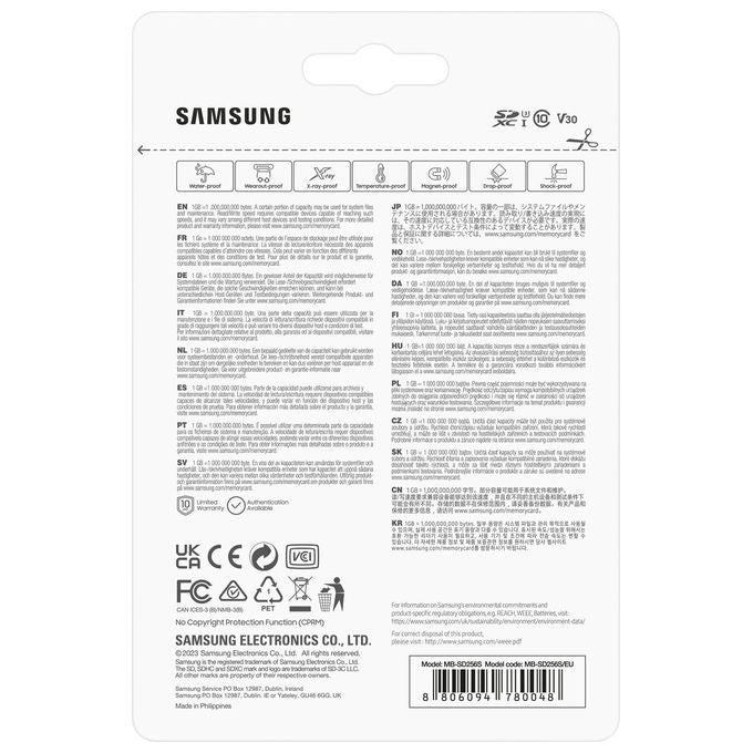 Samsung MB-SD256S-EU PRO Plus Scheda di Memoria SD SDXC 256 GB UHS-I U3 V30 Lettura 180 MB-s Scrittura 130 MB-s Video 4K colore Blu
