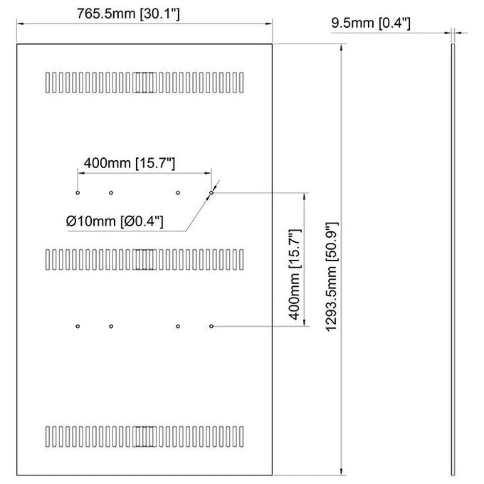 Multibrackets, Piastra Posteriore per Pannelli Segnaletici, Acciaio, Nero, 55 pollici