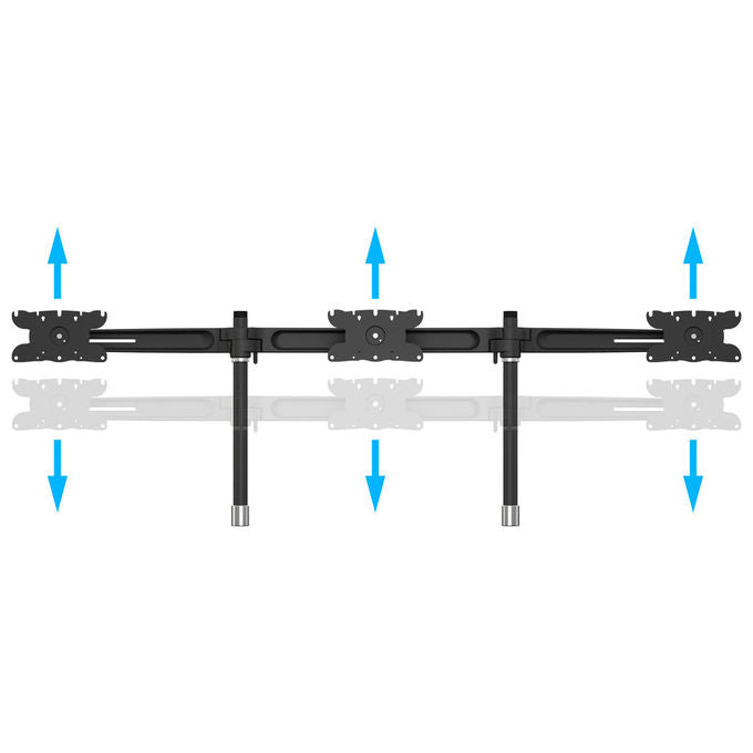 Multibrackets Staffa Monitor, Tripla, 24-32 Pollici, Alluminio Nero