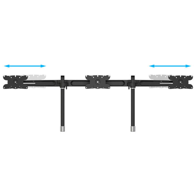 Multibrackets Staffa Monitor, Tripla, 24-32 Pollici, Alluminio Nero