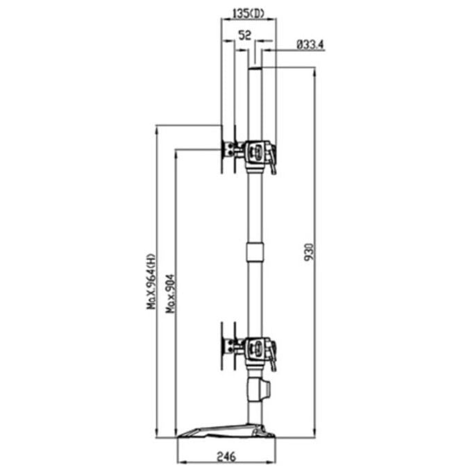 Multibrackets Staffa Monitor, Tripla, 24-32 Pollici, Alluminio Nero