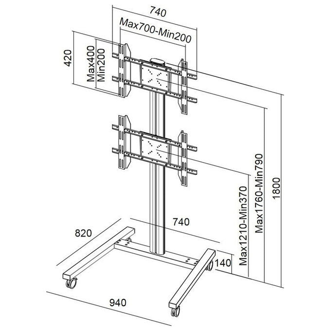 Multibrackets Supporto Display Espositivo 139.7 cm Nero