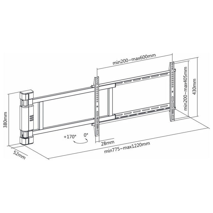 Multibrackets Supporto per Display Espositivi Nero 1905 cm 42-75 pollici