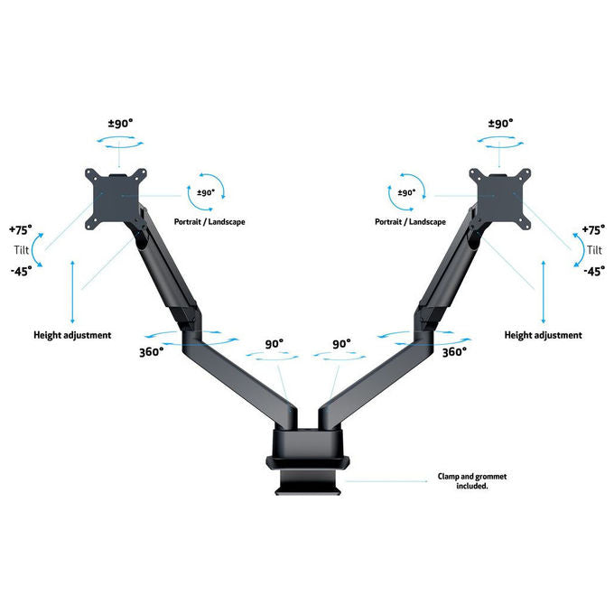 Multibrackets, Supporto TV da Scrivania, 32'', Nero, Doppio Monitor