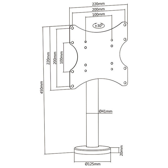 Multibrackets Supporto Tv a Parete 43 Pollici Nero