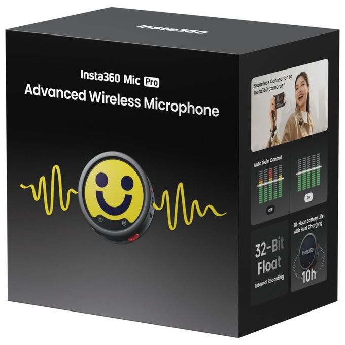 Insta360 MC110 Mic Pro Transmitter Registrazione 32bit Float E-Ink Colore Grafite Nero